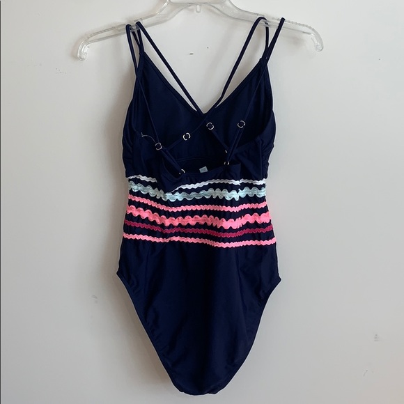 Island Soul - navy, pink, teal one piece swimsuit - Picture 2 of 7